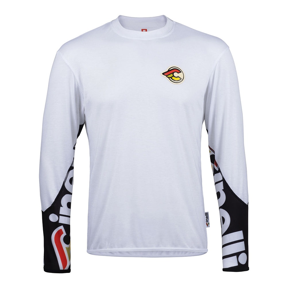 Гравийный/МТБ лонгслив джерси Cinelli Gravel Tech Tee LS / Белый-Черный