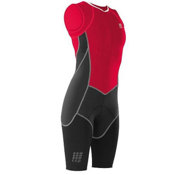 Женский компрессионнный стартовый костюм для триатлона CEP TriSuit / Черный-Красный