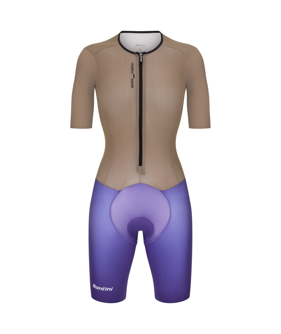 Трисьют с коротким рукавом женский Santini Viper Women's Trisuit / Коричневый-Фиолетовый