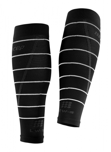 Мужские спортивные компрессионные гетры CEP Calf Sleeves со светоотражателями / Черный