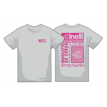 Футболка Cinelli T-Shirt Racing Bicycles / Серый-Розовый