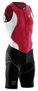 Мужской компрессионнный стартовый костюм для триатлона CEP TriSuit / Черный-Красный