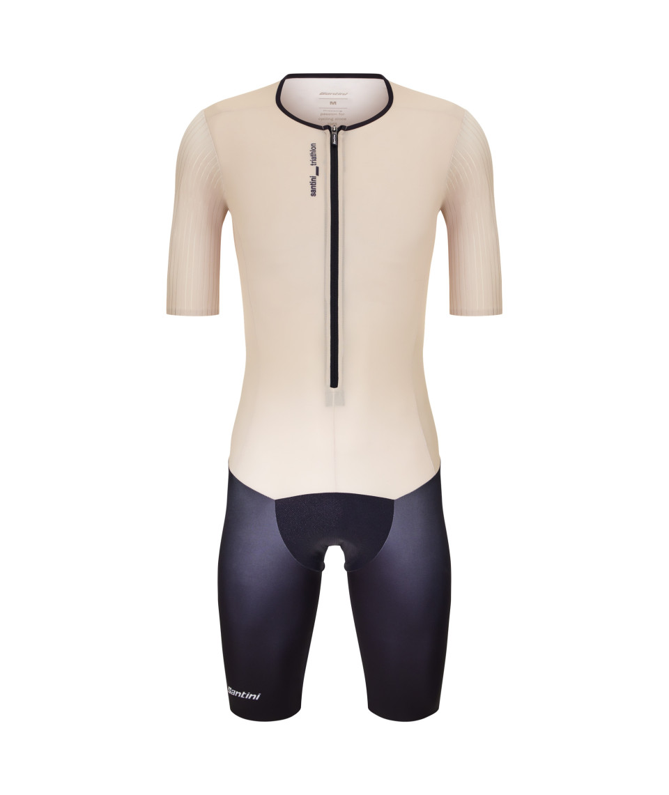 Трисьют с коротким рукавом Santini Viper Trisuit / Бежевый-Черный