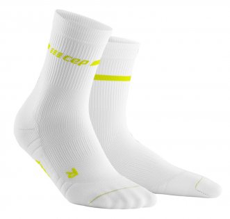Женские спортивные компрессионные носки CEP Short Socks 3.0 / Белый-Желтый