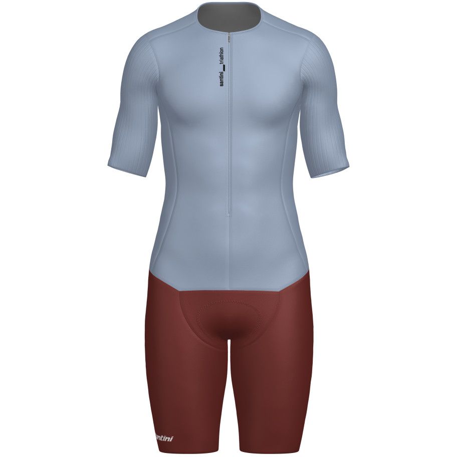 Трисьют с коротким рукавом Santini Viper Trisuit / Голубой-Бордовый