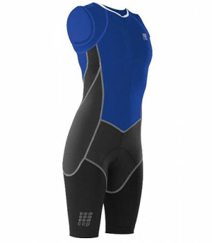 Женский компрессионнный стартовый костюм для триатлона CEP TriSuit / Черный-Синий