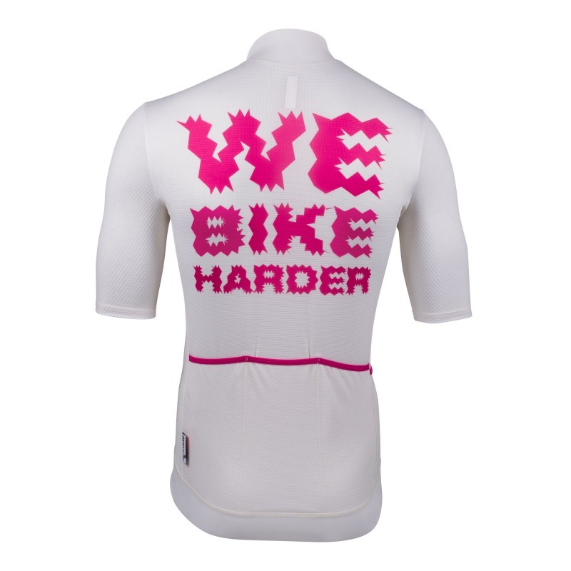 Велосипедная джерси Cinelli Tempo Mesh Jersey / We Bike Harder / Белый-Розовый