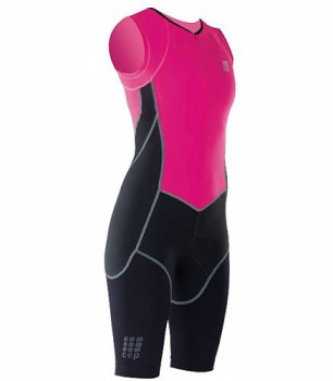 Женский компрессионнный стартовый костюм для триатлона CEP TriSuit / Черный-Розовый