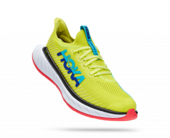 Беговые кроссовки женские HOKA One One Carbon X 3 / Желтый-Голубой