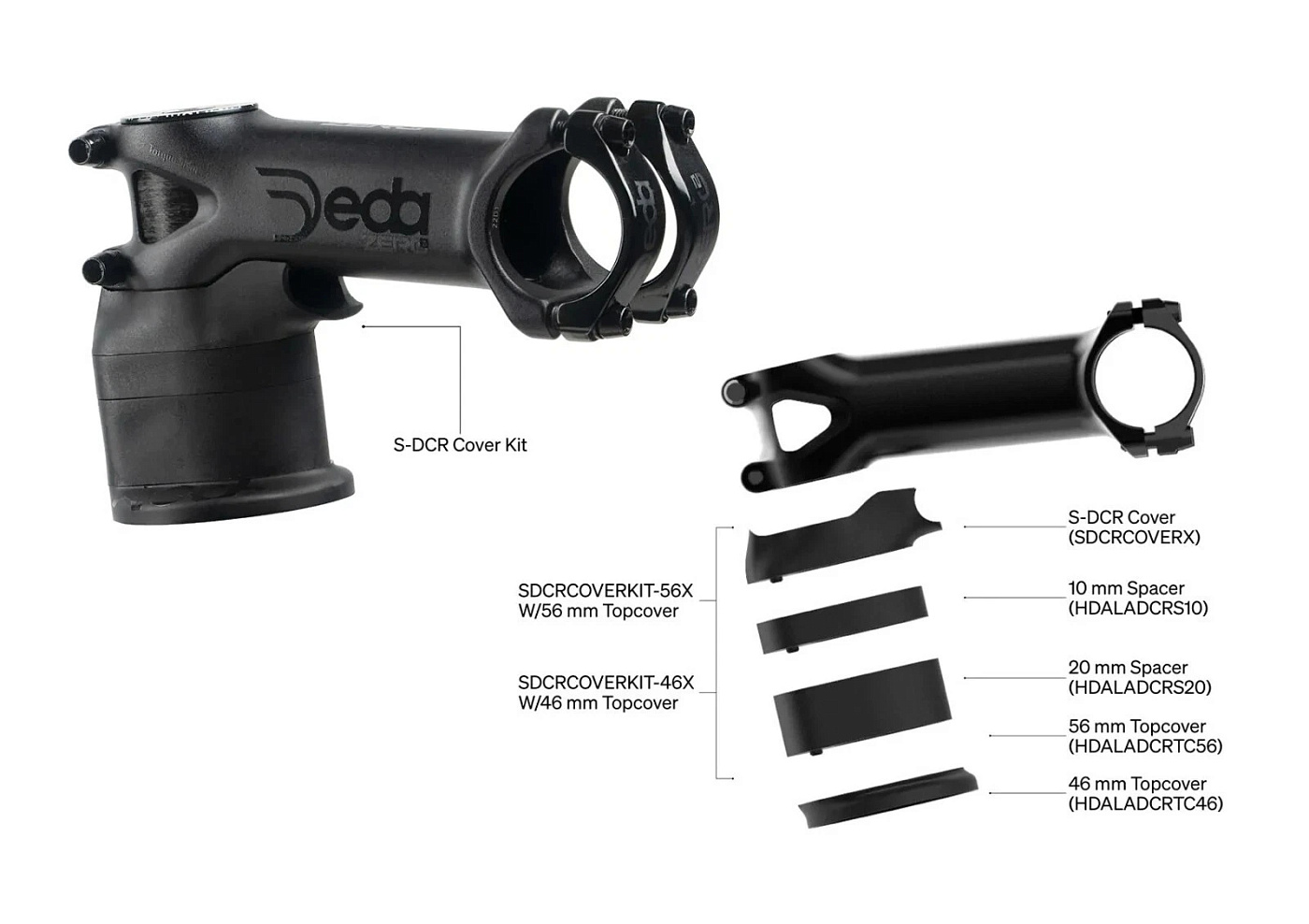 Набор проставочных колец под вынос DEDA Elementi S-DCR Cover kit for Zero2 & Zero1 (1x20,1x10) Ø56мм