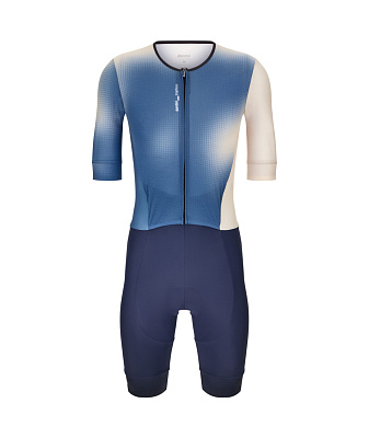Трисьют с коротким рукавом Santini Leaf Trisuit / Белый-Синий