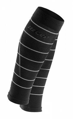Мужские спортивные компрессионные гетры CEP Calf Sleeves со светоотражателями / Черный