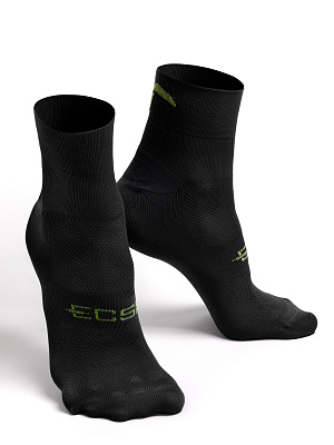 Спортивные носки ECSI короткие унисекс с логотипом / Черный