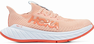 Беговые кроссовки женские HOKA One One Carbon X3 / Коралловый-Голубой