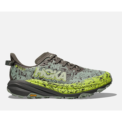Беговые кроссовки мужские HOKA One One Speedgoat 6 GTX / Серый-Салатовый