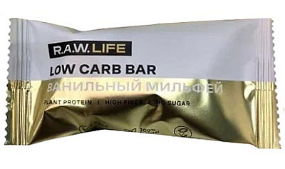 Батончик низкоуглеводный-протеиновый R.A.W.LIFE Low Carb Bar / Ванильный Мильфей