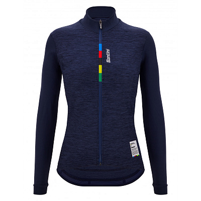 Веломайка с длинным рукавом утепленная женская Santini UCI Official - Pure Women's LS Fleece Jersey 
