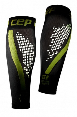 Мужские спортивные компрессионные гетры CEP Calf Sleeves / Черный-Зеленый