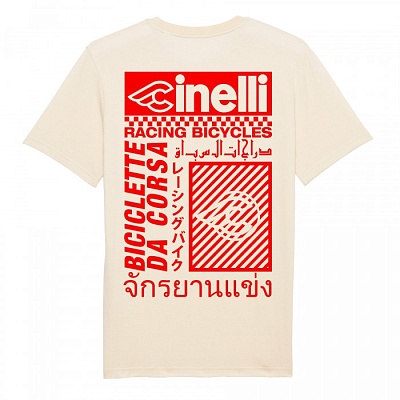 Футболка Cinelli T-Shirt Racing Bicycles / Бежевый-Красный