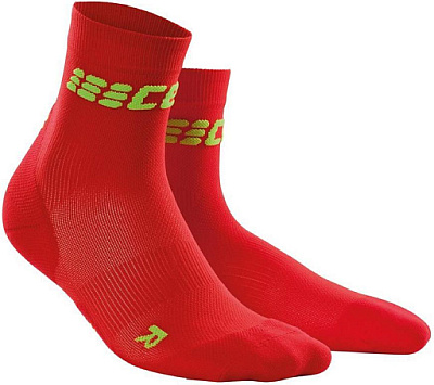 Женские ультралегкие спортивные компрессионные носки CEP Ultralight Short Socks / Красный-Зеленый