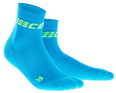 Мужские ультралегкие спортивные компрессионные носки CEP Ultralight Short Socks / Голубой-Зеленый