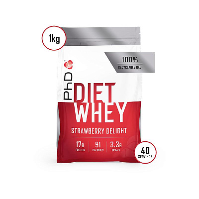 PhD Diet Whey, диетическая протеиновая смесь, вкус Клубничный восторг, 1кг