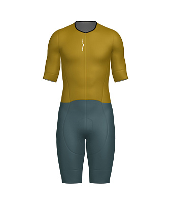 Трисьют с коротким рукавом Santini Leaf Trisuit / Желтый-Зеленый
