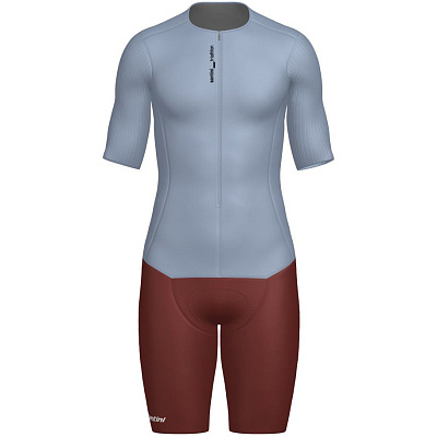 Трисьют с коротким рукавом Santini Viper Trisuit / Голубой-Бордовый