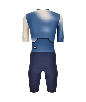 Трисьют с коротким рукавом Santini Leaf Trisuit / Белый-Синий