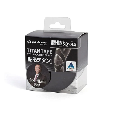 Кинезиотейп Phiten Titanium Tape X30 Stretched Sport 5×4,5 / Черный