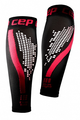 Женские спортивные компрессионные гетры CEP Calf Sleeves / Черный-Розовый