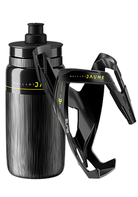 Комплект Фляга+Флягодережатель Elite Kit Maillot Jaune 550мл / Черный