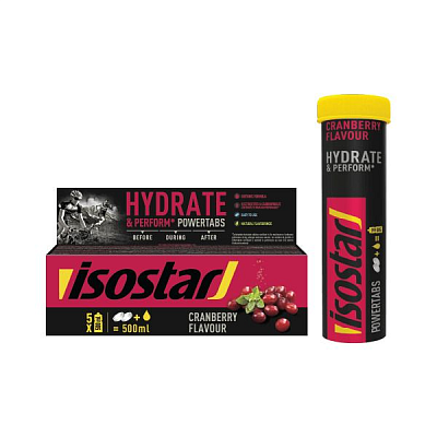 Растворимые таблетки Isostar Powertabs Antioxidant / Клюква / 10 таблеток в тубе