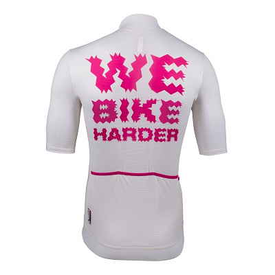 Велосипедная джерси Cinelli Tempo Mesh Jersey / We Bike Harder / Белый-Розовый