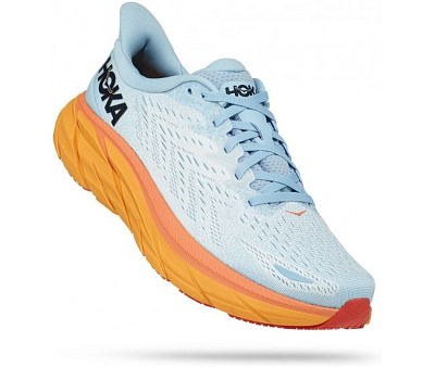 Беговые кроссовки женские HOKA One One Clifton 8 Wide / Голубой-Оранжевый