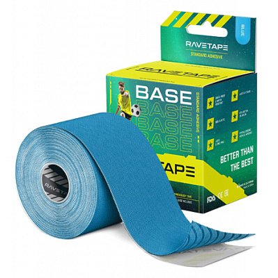 Кинезиотейп RaveTape BASE 5×5 / Голубой