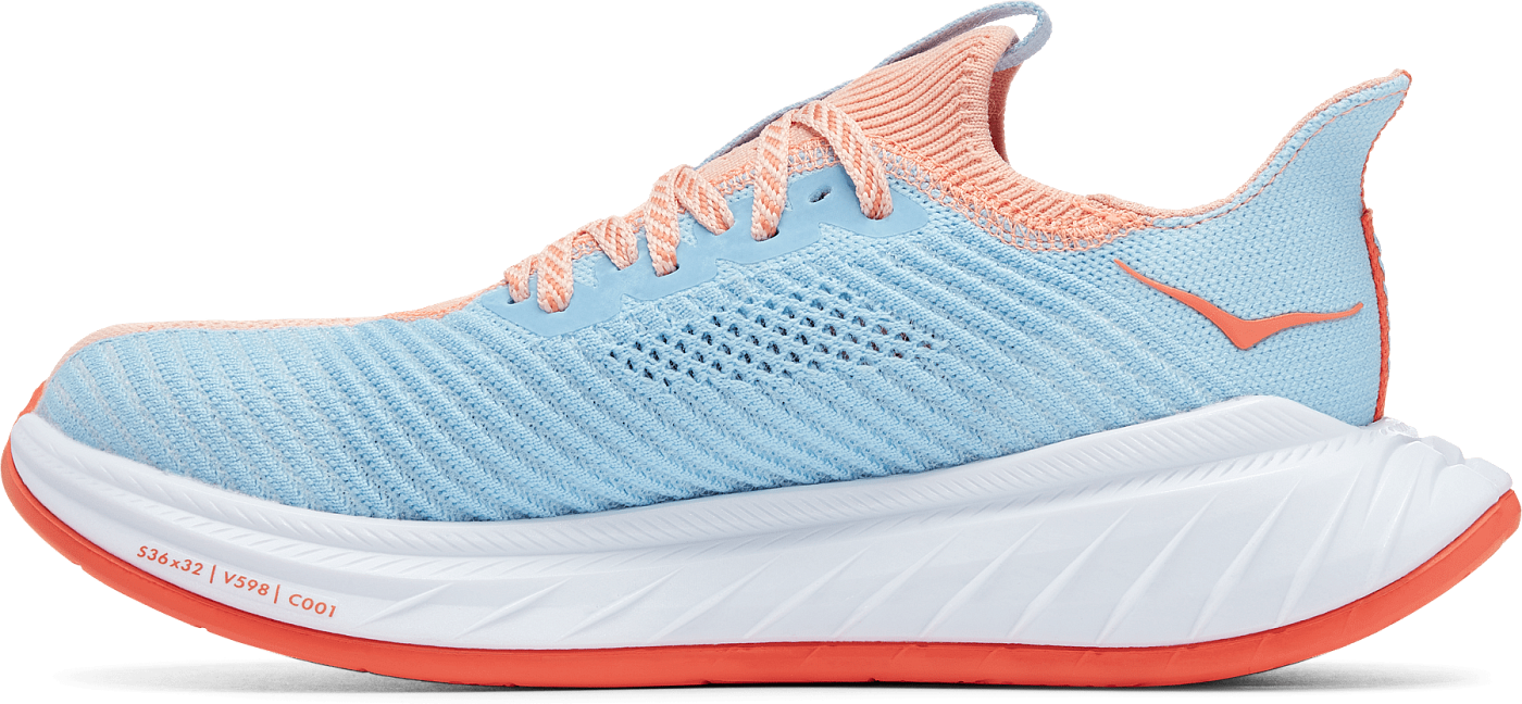Беговые кроссовки женские HOKA One One Carbon X3 / Коралловый-Голубой