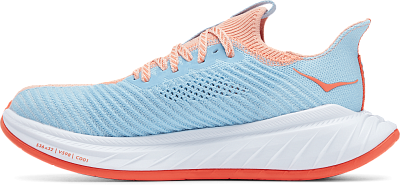 Беговые кроссовки женские HOKA One One Carbon X3 / Коралловый-Голубой